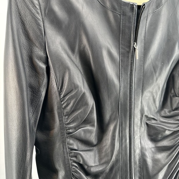 LAFAYETTE 148 New York BUTTERY SOFT BLACK LEATHER Full Zip JACKET 6 - Picture 2 of 10